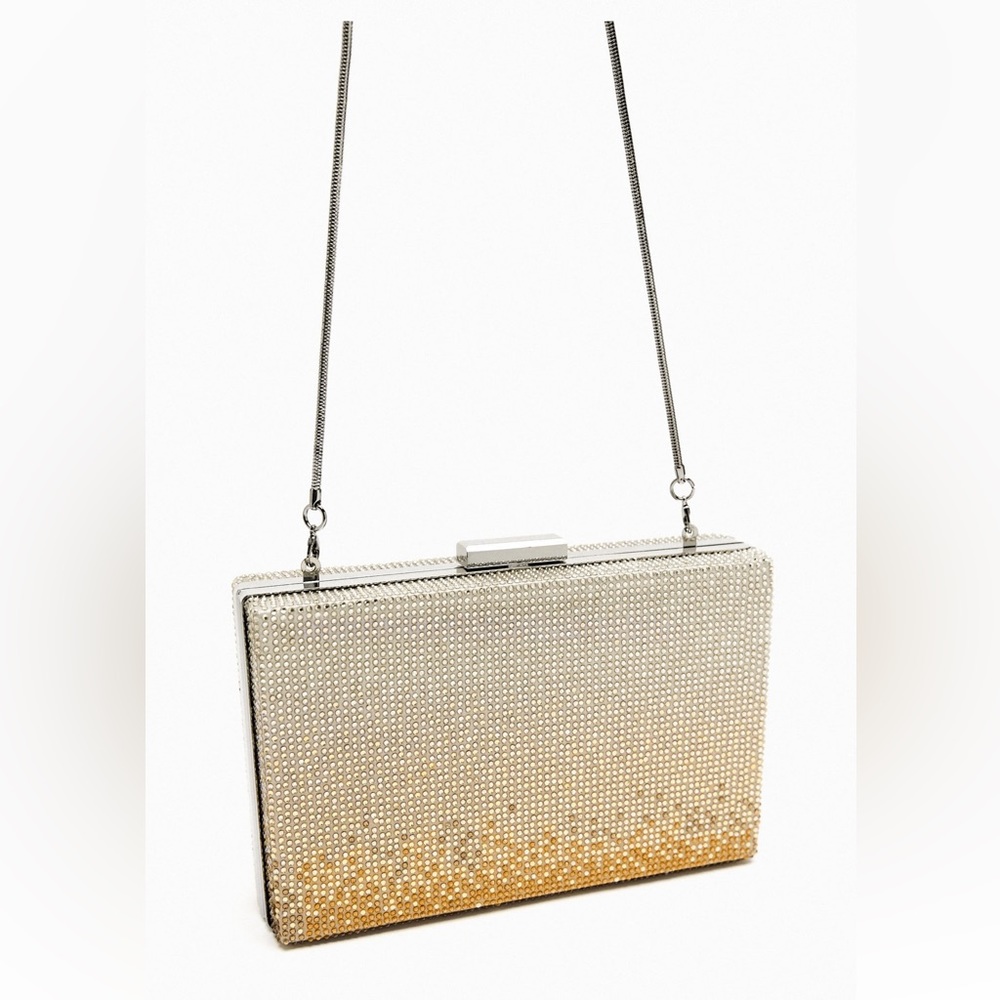Zara Fantastic Elegant RHINESTONE BOX BAG. Gold